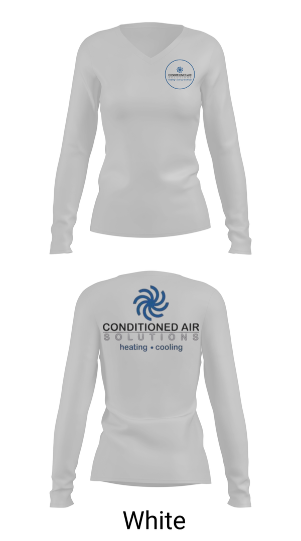 Womens Long Sleeve Vneck Shirt, Conditioned Air Solutions, , Teamtime, Team time, sublimation, custom sports apparel, team uniforms, spirit wear, spiritwear, sports uniforms, custom shirts, team store, custom team store, fundraiser sports, apparel fundraiser