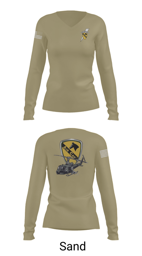 Womens Long Sleeve Vneck Shirt, 3227 aircav, Army, Teamtime, Team time, sublimation, custom sports apparel, team uniforms, spirit wear, spiritwear, sports uniforms, custom shirts, team store, custom team store, fundraiser sports, apparel fundraiser