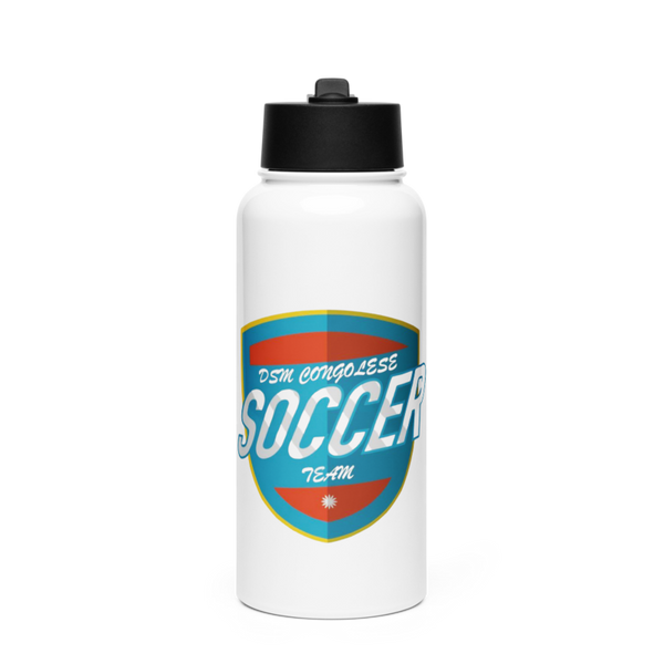 Des Moines Congolese Soccer Team 83973260 Stainless Steel Water Bottle with a Straw Lid