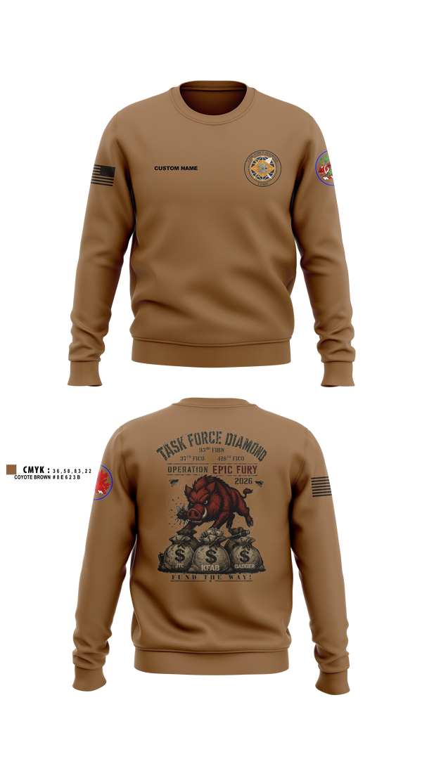 Crew Neck Sweatshirt, 93rd Finance Battalion, National Guard, Teamtime, Team time, sublimation, custom sports apparel, team uniforms, spirit wear, spiritwear, sports uniforms, custom shirts, team store, custom team store, fundraiser sports, apparel fundraiser