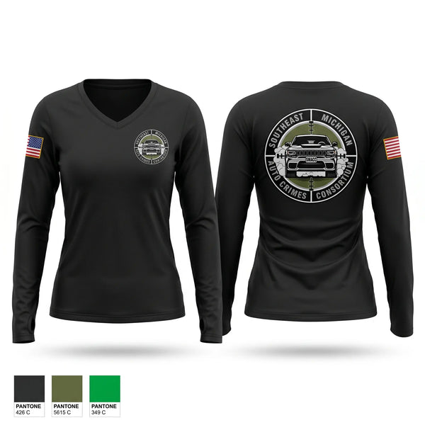 Womens Long Sleeve Vneck Shirt, SMACC, Police, Teamtime, Team time, sublimation, custom sports apparel, team uniforms, spirit wear, spiritwear, sports uniforms, custom shirts, team store, custom team store, fundraiser sports, apparel fundraiser