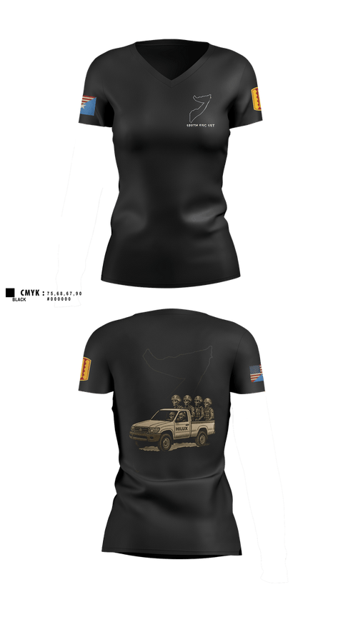 Womens Short Sleeve Vneck Shirt, 180th ESC 1st, Army, Teamtime, Team time, sublimation, custom sports apparel, team uniforms, spirit wear, spiritwear, sports uniforms, custom shirts, team store, custom team store, fundraiser sports, apparel fundraiser