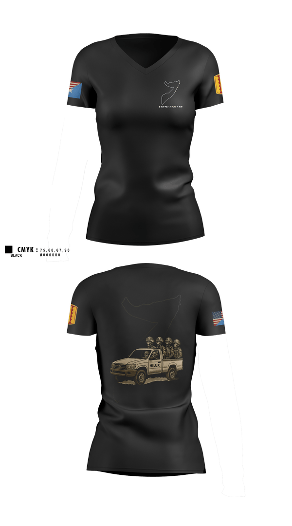 Womens Short Sleeve Vneck Shirt, 180th ESC 1st, Army, Teamtime, Team time, sublimation, custom sports apparel, team uniforms, spirit wear, spiritwear, sports uniforms, custom shirts, team store, custom team store, fundraiser sports, apparel fundraiser