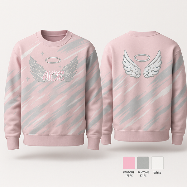 Crew Neck Sweatshirt, ACE Angel CHEER Elite, Cheer, Teamtime, Team time, sublimation, custom sports apparel, team uniforms, spirit wear, spiritwear, sports uniforms, custom shirts, team store, custom team store, fundraiser sports, apparel fundraiser