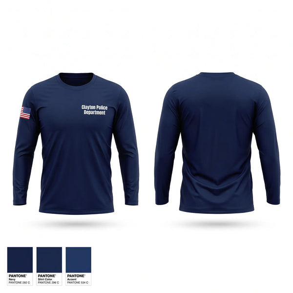 Long Sleeve Performance Shirt, Clayton Police Department, Police, Teamtime, Team time, sublimation, custom sports apparel, team uniforms, spirit wear, spiritwear, sports uniforms, custom shirts, team store, custom team store, fundraiser sports, apparel fundraiser
