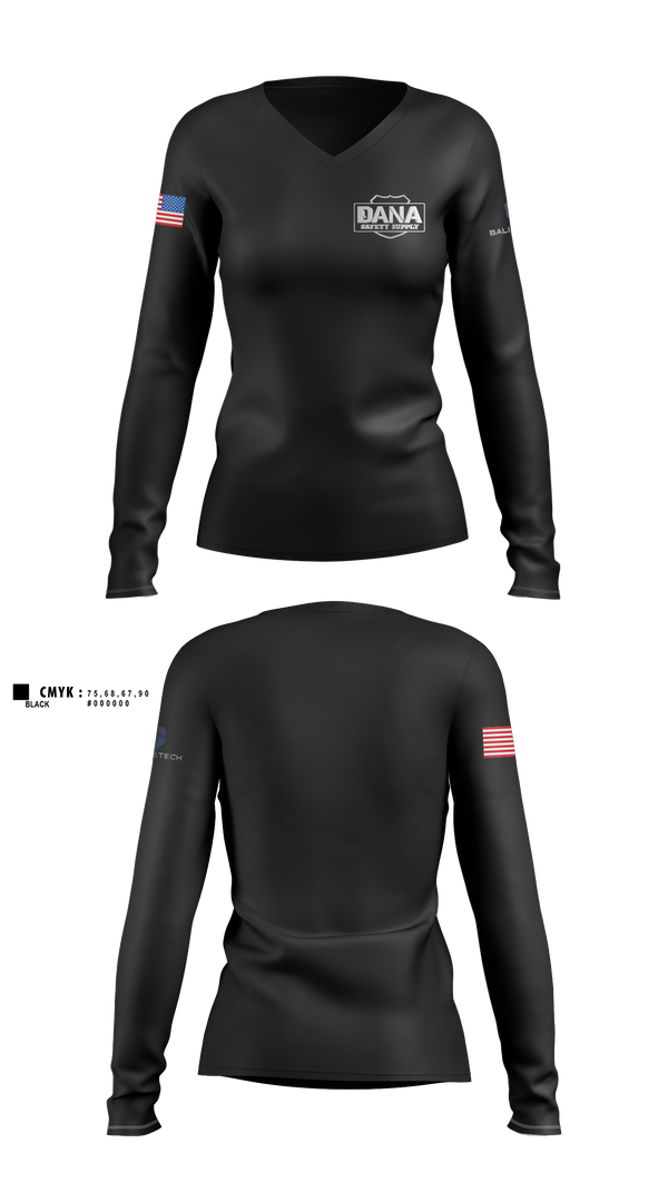 Womens Long Sleeve Vneck Shirt, Alabama SalesDana Safety Supply, Police, Teamtime, Team time, sublimation, custom sports apparel, team uniforms, spirit wear, spiritwear, sports uniforms, custom shirts, team store, custom team store, fundraiser sports, apparel fundraiser