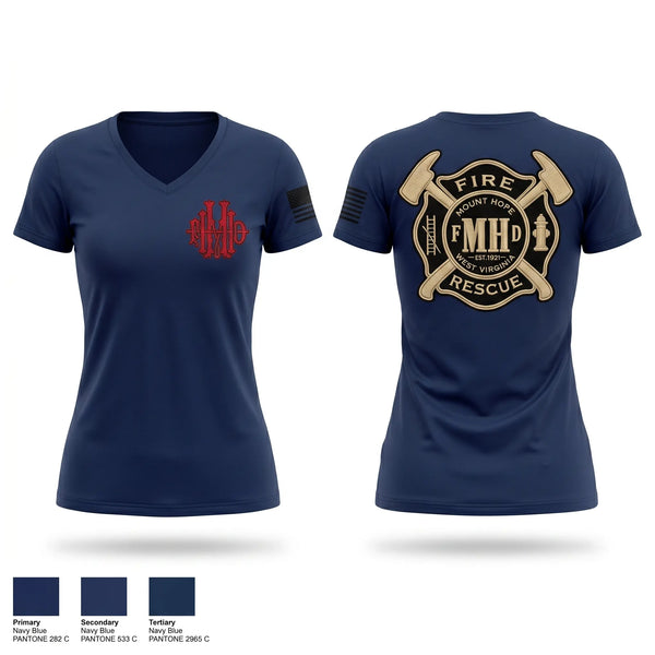 Womens Short Sleeve Vneck Shirt, Mount Hope Fire Department, Fire Department, Teamtime, Team time, sublimation, custom sports apparel, team uniforms, spirit wear, spiritwear, sports uniforms, custom shirts, team store, custom team store, fundraiser sports, apparel fundraiser