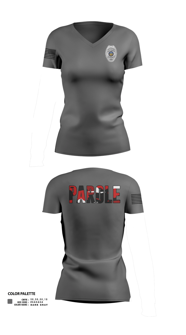 Womens Short Sleeve Vneck Shirt, Adult Parole Authority, Police, Teamtime, Team time, sublimation, custom sports apparel, team uniforms, spirit wear, spiritwear, sports uniforms, custom shirts, team store, custom team store, fundraiser sports, apparel fundraiser