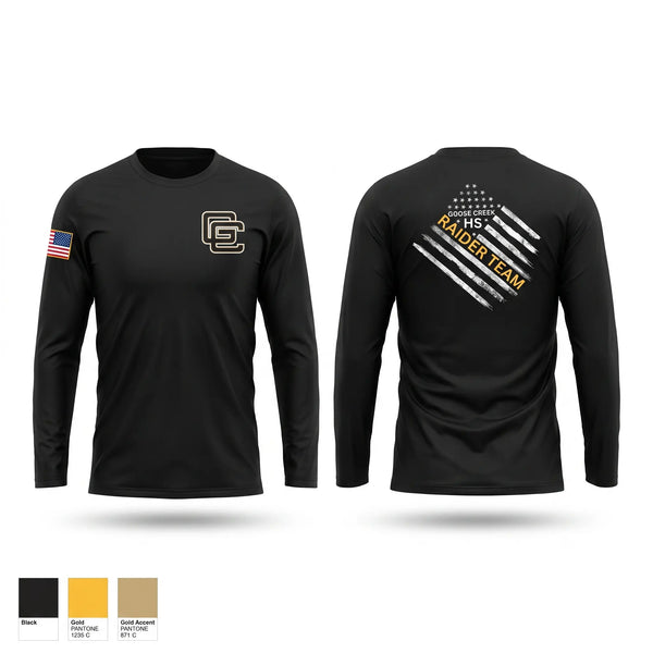 Long Sleeve Performance Shirt, Goose Creek high school JROTC, Bowling, Teamtime, Team time, sublimation, custom sports apparel, team uniforms, spirit wear, spiritwear, sports uniforms, custom shirts, team store, custom team store, fundraiser sports, apparel fundraiser