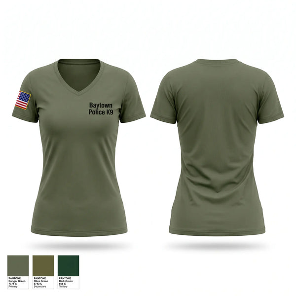 Womens Short Sleeve Vneck Shirt, Baytown Police K-9, Police, Teamtime, Team time, sublimation, custom sports apparel, team uniforms, spirit wear, spiritwear, sports uniforms, custom shirts, team store, custom team store, fundraiser sports, apparel fundraiser