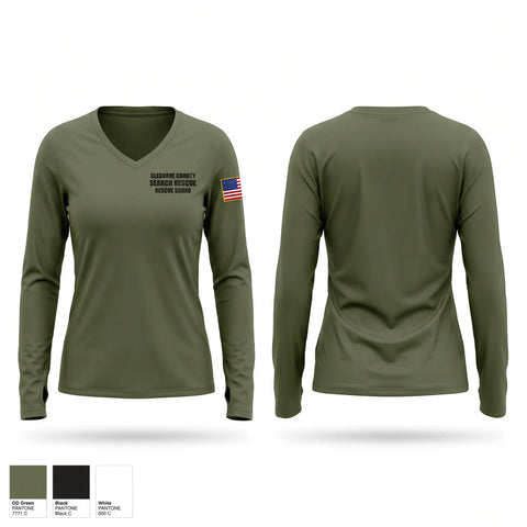 Womens Long Sleeve Vneck Shirt, Cleburne County Search & Rescue Rescue Squad, EMS/EMT, Teamtime, Team time, sublimation, custom sports apparel, team uniforms, spirit wear, spiritwear, sports uniforms, custom shirts, team store, custom team store, fundraiser sports, apparel fundraiser