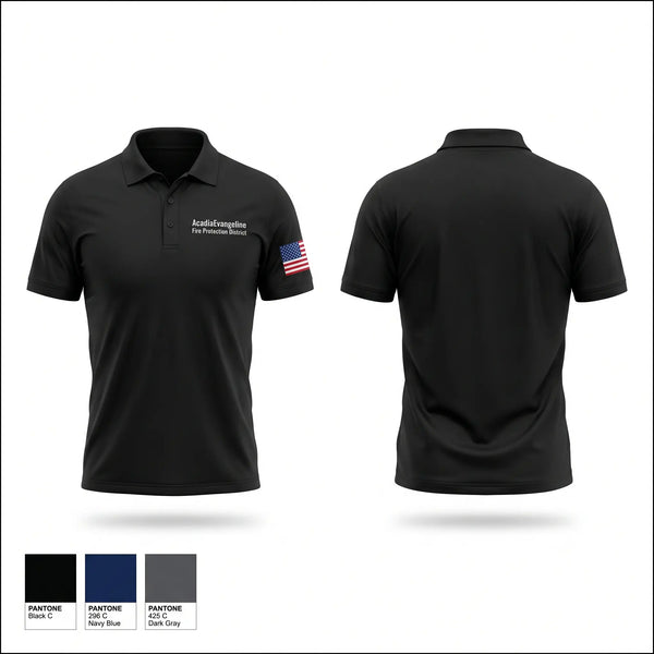 Short Sleeve Performance Polo, Acadia-Evangeline Fire Protection District, Fire Department, Teamtime, Team time, sublimation, custom sports apparel, team uniforms, spirit wear, spiritwear, sports uniforms, custom shirts, team store, custom team store, fundraiser sports, apparel fundraiser