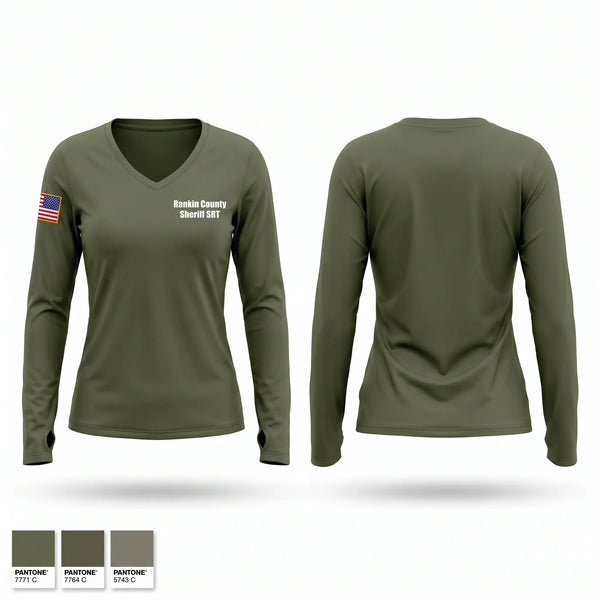 Womens Long Sleeve Vneck Shirt, Rankin County Sheriff SRT, Police, Teamtime, Team time, sublimation, custom sports apparel, team uniforms, spirit wear, spiritwear, sports uniforms, custom shirts, team store, custom team store, fundraiser sports, apparel fundraiser