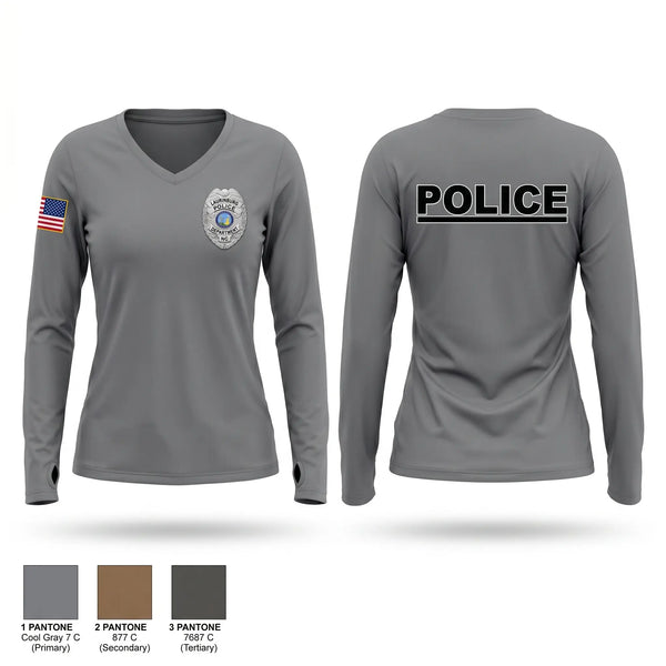 Womens Long Sleeve Vneck Shirt, LAURINBURG POLICE DEPARTMENT, Police, Teamtime, Team time, sublimation, custom sports apparel, team uniforms, spirit wear, spiritwear, sports uniforms, custom shirts, team store, custom team store, fundraiser sports, apparel fundraiser