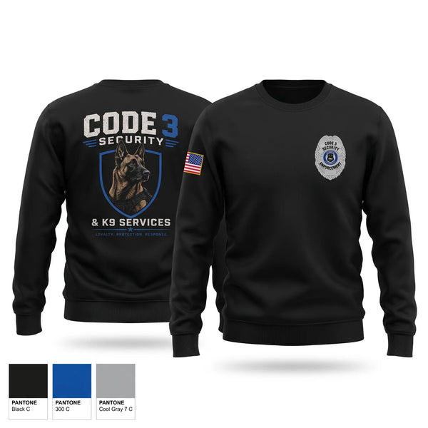 Crew Neck Sweatshirt, Code 3 Security, Police, Teamtime, Team time, sublimation, custom sports apparel, team uniforms, spirit wear, spiritwear, sports uniforms, custom shirts, team store, custom team store, fundraiser sports, apparel fundraiser