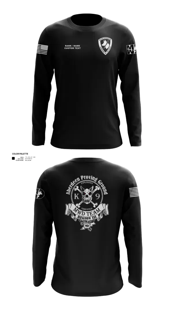 Long Sleeve Performance Shirt, Aberdeen Proving Ground Police Department, Police, Teamtime, Team time, sublimation, custom sports apparel, team uniforms, spirit wear, spiritwear, sports uniforms, custom shirts, team store, custom team store, fundraiser sports, apparel fundraiser