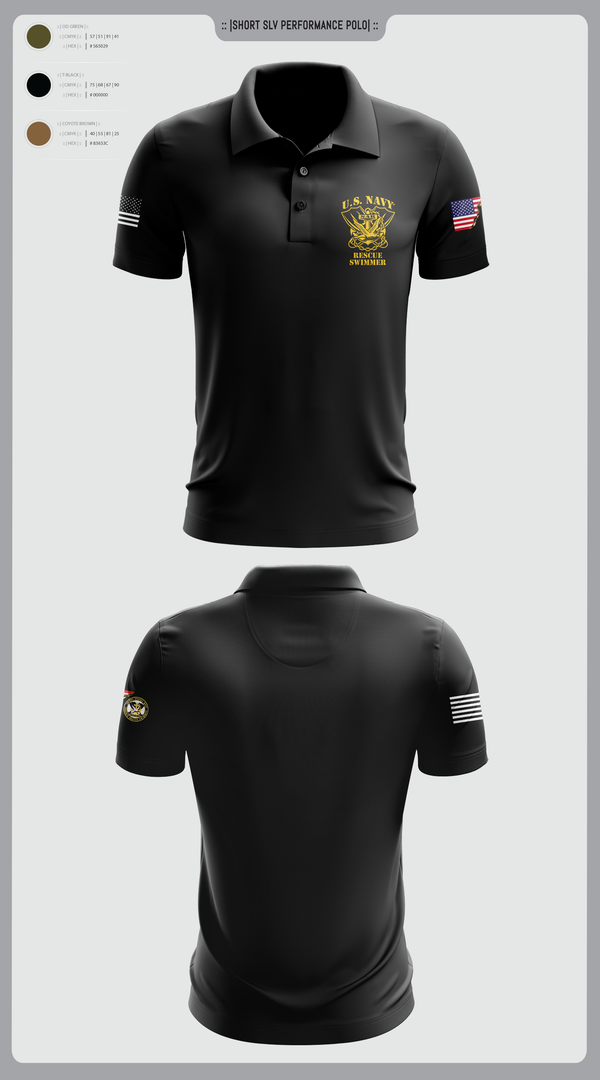 Short Sleeve Performance Polo, Aircrew Rescue Swimmer, , Teamtime, Team time, sublimation, custom sports apparel, team uniforms, spirit wear, spiritwear, sports uniforms, custom shirts, team store, custom team store, fundraiser sports, apparel fundraiser