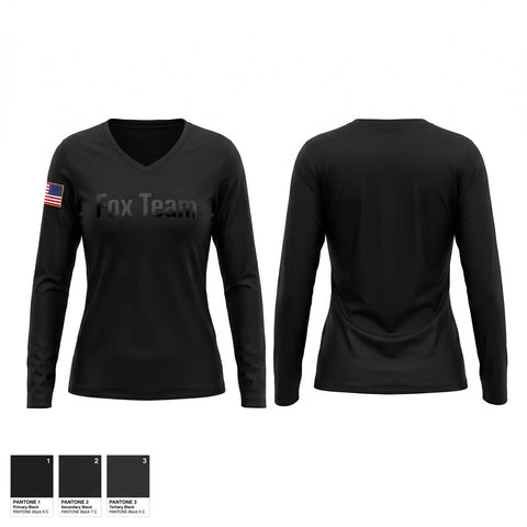 Womens Long Sleeve Vneck Shirt, Fox Team, Police, Teamtime, Team time, sublimation, custom sports apparel, team uniforms, spirit wear, spiritwear, sports uniforms, custom shirts, team store, custom team store, fundraiser sports, apparel fundraiser