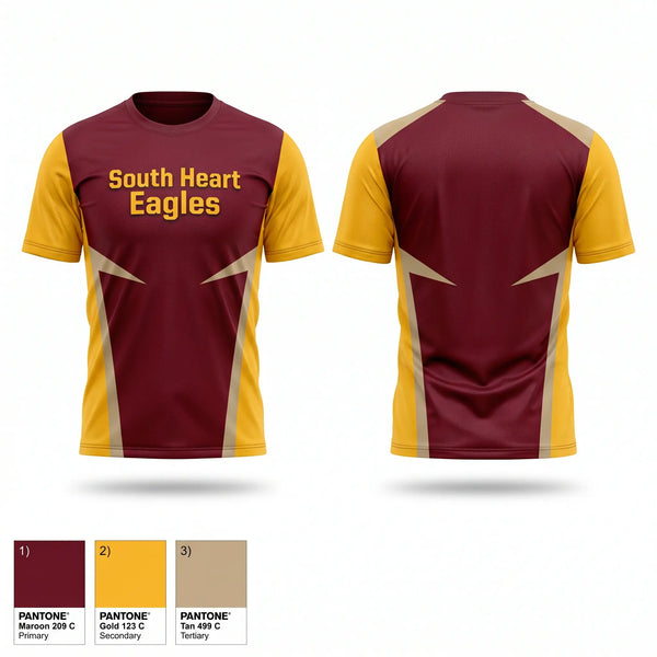Soft Poly Tee Cotton Like Feel, South Heart Eagles, Baseball, Teamtime, Team time, sublimation, custom sports apparel, team uniforms, spirit wear, spiritwear, sports uniforms, custom shirts, team store, custom team store, fundraiser sports, apparel fundraiser