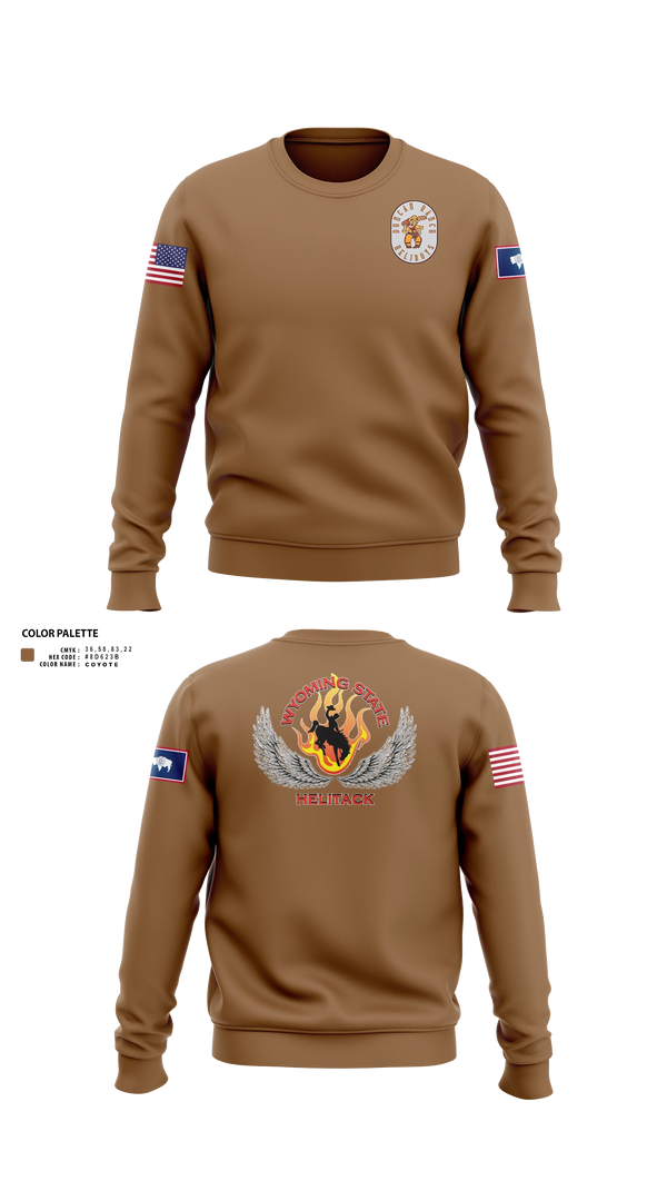 Crew Neck Sweatshirt, Wyoming state helitack, Fire Department, Teamtime, Team time, sublimation, custom sports apparel, team uniforms, spirit wear, spiritwear, sports uniforms, custom shirts, team store, custom team store, fundraiser sports, apparel fundraiser