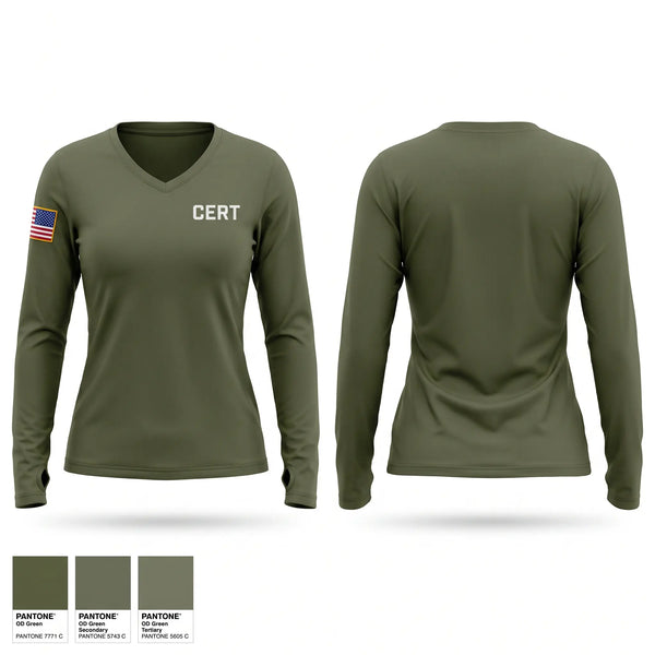Womens Long Sleeve Vneck Shirt, CERT, Police, Teamtime, Team time, sublimation, custom sports apparel, team uniforms, spirit wear, spiritwear, sports uniforms, custom shirts, team store, custom team store, fundraiser sports, apparel fundraiser