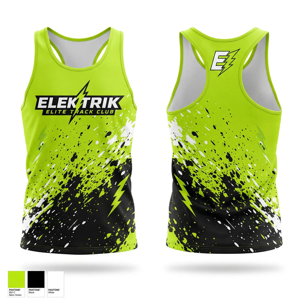 Mens Track Singlet, ELEKTRIK ELITE TRACK CLUB, Track & Field, Teamtime, Team time, sublimation, custom sports apparel, team uniforms, spirit wear, spiritwear, sports uniforms, custom shirts, team store, custom team store, fundraiser sports, apparel fundraiser