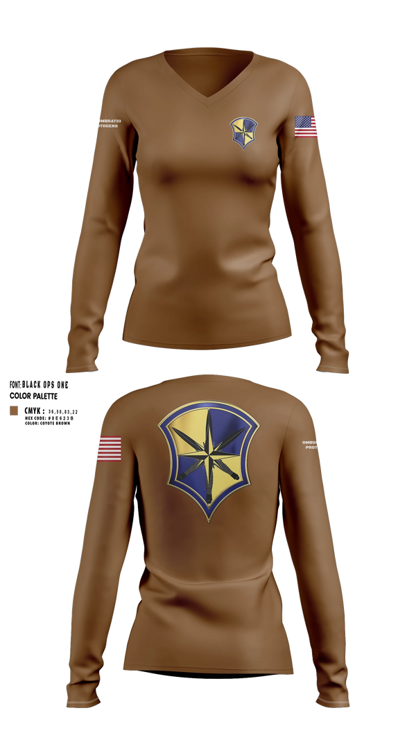 Womens Long Sleeve Vneck Shirt, AOSD, Army, Teamtime, Team time, sublimation, custom sports apparel, team uniforms, spirit wear, spiritwear, sports uniforms, custom shirts, team store, custom team store, fundraiser sports, apparel fundraiser