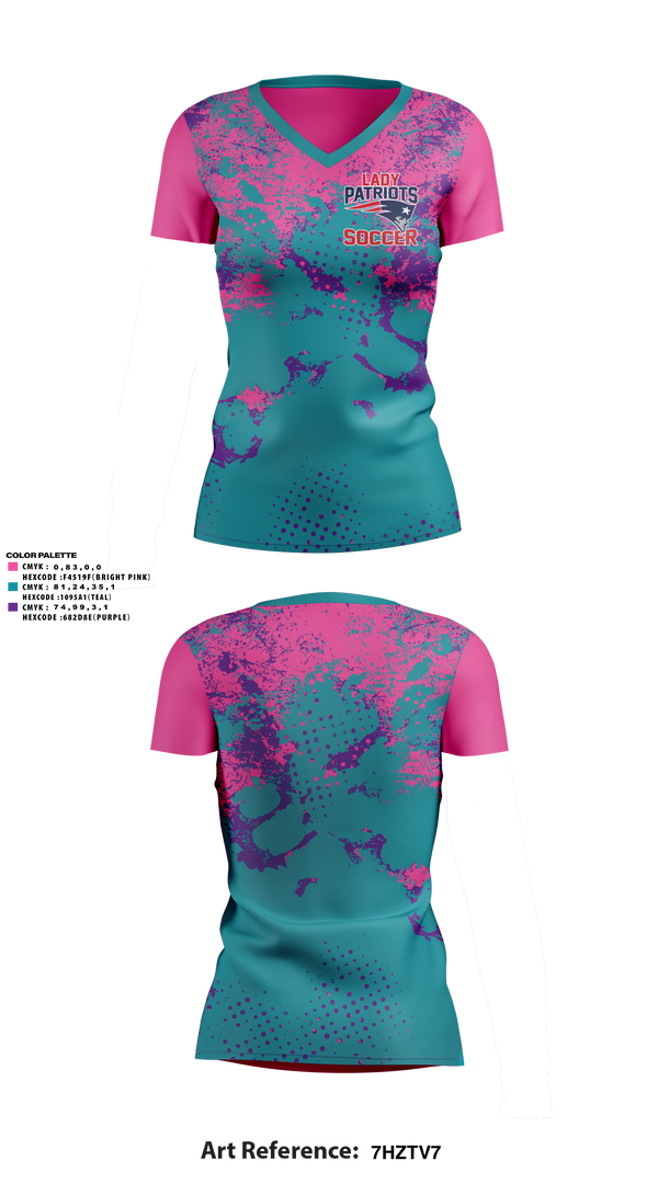 Womens Short Sleeve Vneck Shirt, Madison Middle Lady Patriots Soccer, Women's Soccer, Teamtime, Team time, sublimation, custom sports apparel, team uniforms, spirit wear, spiritwear, sports uniforms, custom shirts, team store, custom team store, fundraiser sports, apparel fundraiser