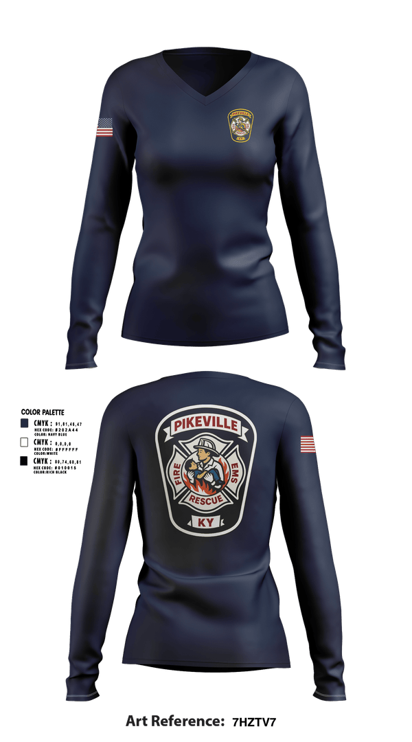 Womens Long Sleeve Vneck Shirt, PFD, Fire Department, Teamtime, Team time, sublimation, custom sports apparel, team uniforms, spirit wear, spiritwear, sports uniforms, custom shirts, team store, custom team store, fundraiser sports, apparel fundraiser