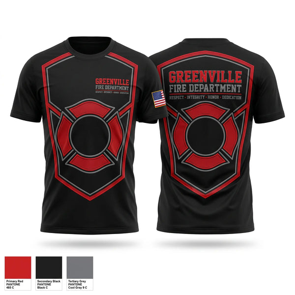 Short Sleeve Performance Shirt, Greenville Fire Department, Fire Department, Teamtime, Team time, sublimation, custom sports apparel, team uniforms, spirit wear, spiritwear, sports uniforms, custom shirts, team store, custom team store, fundraiser sports, apparel fundraiser