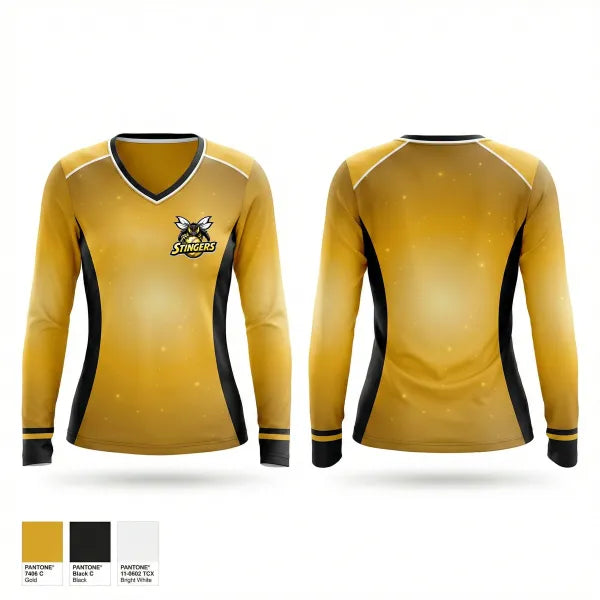 Womens Long Sleeve Vneck Shirt, Stingers, Softball, Teamtime, Team time, sublimation, custom sports apparel, team uniforms, spirit wear, spiritwear, sports uniforms, custom shirts, team store, custom team store, fundraiser sports, apparel fundraiser