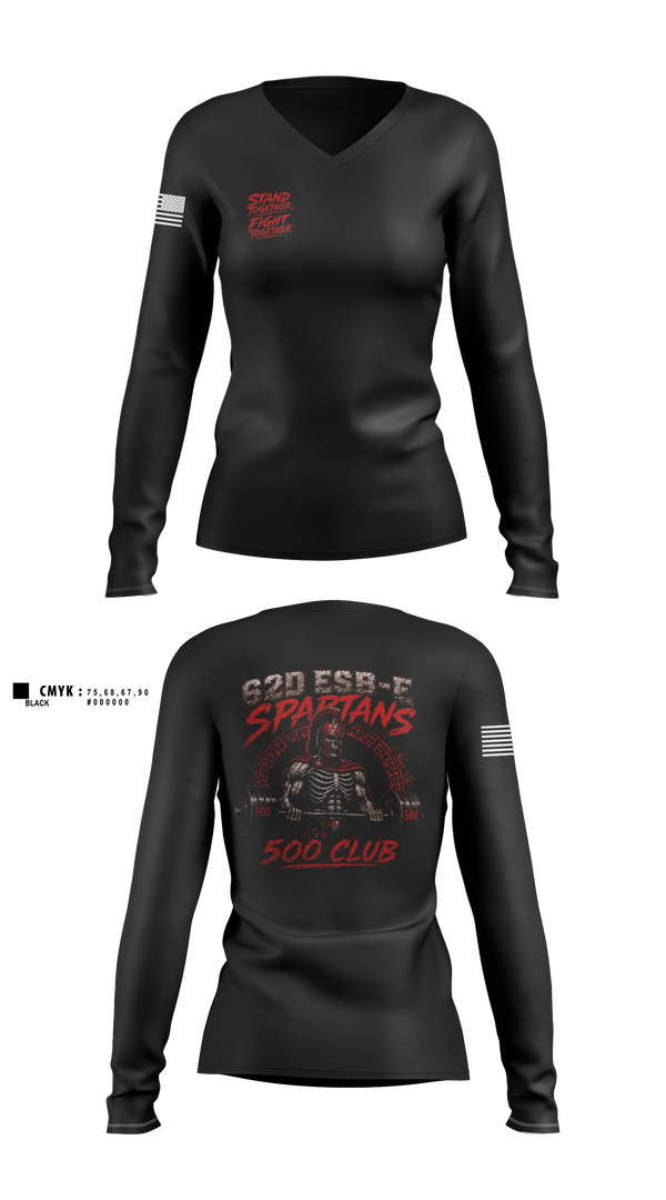 Womens Long Sleeve Vneck Shirt, 62D Bravo, Army, Teamtime, Team time, sublimation, custom sports apparel, team uniforms, spirit wear, spiritwear, sports uniforms, custom shirts, team store, custom team store, fundraiser sports, apparel fundraiser