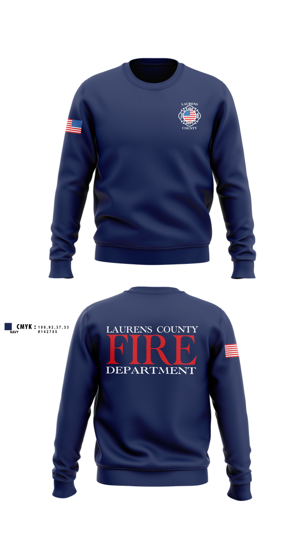 Crew Neck Sweatshirt, Laurens County Fire Department, Fire Department, Teamtime, Team time, sublimation, custom sports apparel, team uniforms, spirit wear, spiritwear, sports uniforms, custom shirts, team store, custom team store, fundraiser sports, apparel fundraiser