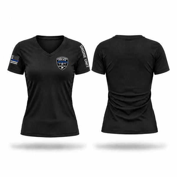 Womens Short Sleeve Vneck Shirt, Middletown Police Department Drone Unit, Police, Teamtime, Team time, sublimation, custom sports apparel, team uniforms, spirit wear, spiritwear, sports uniforms, custom shirts, team store, custom team store, fundraiser sports, apparel fundraiser
