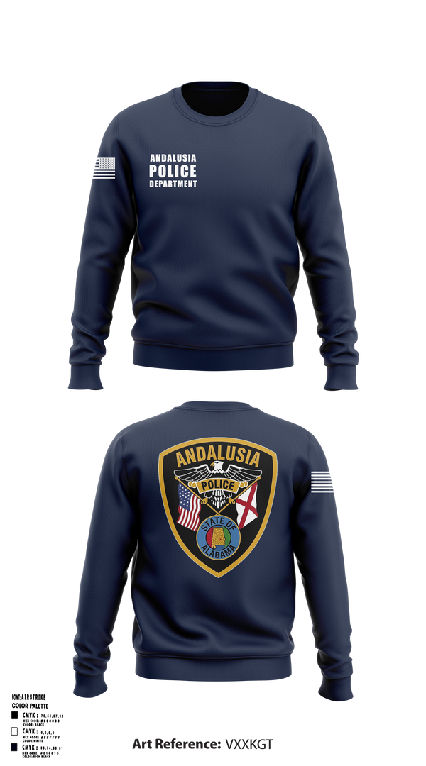 Crew Neck Sweatshirt, Andalusia Police Department, Police, Teamtime, Team time, sublimation, custom sports apparel, team uniforms, spirit wear, spiritwear, sports uniforms, custom shirts, team store, custom team store, fundraiser sports, apparel fundraiser