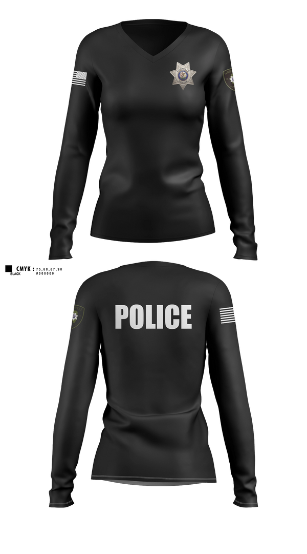 Womens Long Sleeve Vneck Shirt, Nashville Police Department, IL, Police, Teamtime, Team time, sublimation, custom sports apparel, team uniforms, spirit wear, spiritwear, sports uniforms, custom shirts, team store, custom team store, fundraiser sports, apparel fundraiser