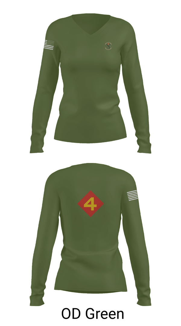 Womens Long Sleeve Vneck Shirt, 14th Marine regiment 4th Marine corps division, , Teamtime, Team time, sublimation, custom sports apparel, team uniforms, spirit wear, spiritwear, sports uniforms, custom shirts, team store, custom team store, fundraiser sports, apparel fundraiser