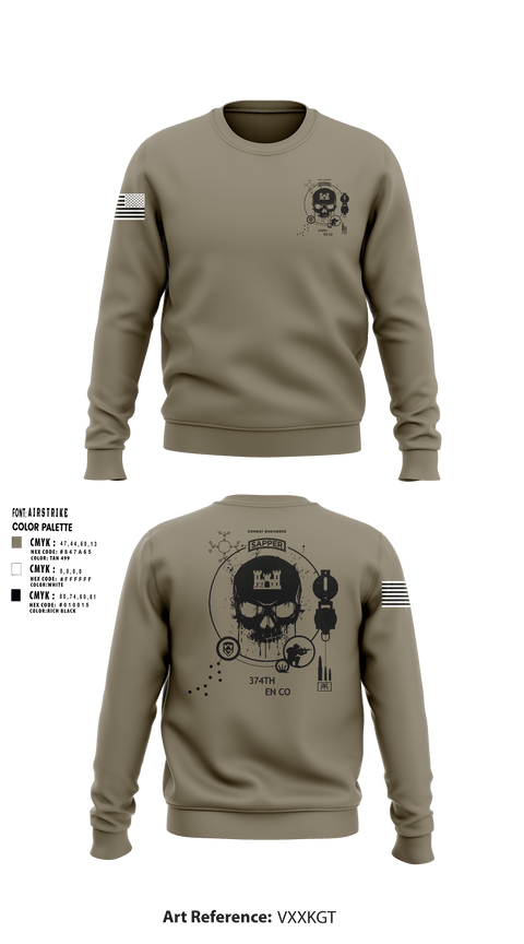 Crew Neck Sweatshirt, 374TH CECI, Army, Teamtime, Team time, sublimation, custom sports apparel, team uniforms, spirit wear, spiritwear, sports uniforms, custom shirts, team store, custom team store, fundraiser sports, apparel fundraiser