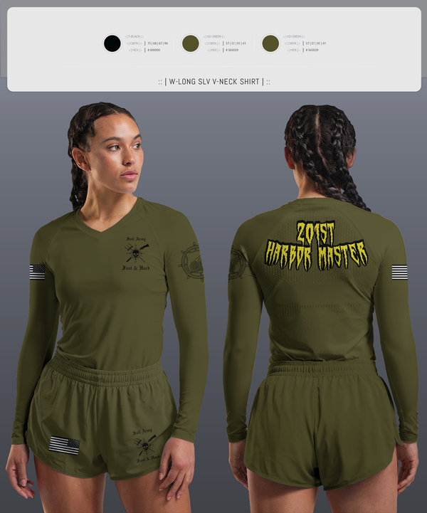 Womens Long Sleeve Vneck Shirt, , Army, Teamtime, Team time, sublimation, custom sports apparel, team uniforms, spirit wear, spiritwear, sports uniforms, custom shirts, team store, custom team store, fundraiser sports, apparel fundraiser