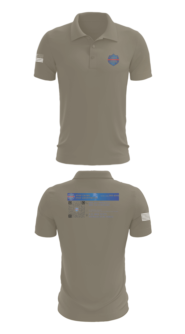 Short Sleeve Performance Polo, CrimeStoppers Honolulu, Police, Teamtime, Team time, sublimation, custom sports apparel, team uniforms, spirit wear, spiritwear, sports uniforms, custom shirts, team store, custom team store, fundraiser sports, apparel fundraiser