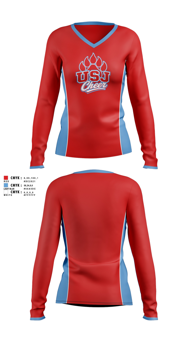 Womens Long Sleeve Vneck Shirt, USJ Bruins, Spirit Store, Teamtime, Team time, sublimation, custom sports apparel, team uniforms, spirit wear, spiritwear, sports uniforms, custom shirts, team store, custom team store, fundraiser sports, apparel fundraiser