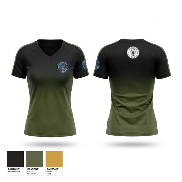Womens Short Sleeve Vneck Shirt, ETS Intelligence, , Teamtime, Team time, sublimation, custom sports apparel, team uniforms, spirit wear, spiritwear, sports uniforms, custom shirts, team store, custom team store, fundraiser sports, apparel fundraiser