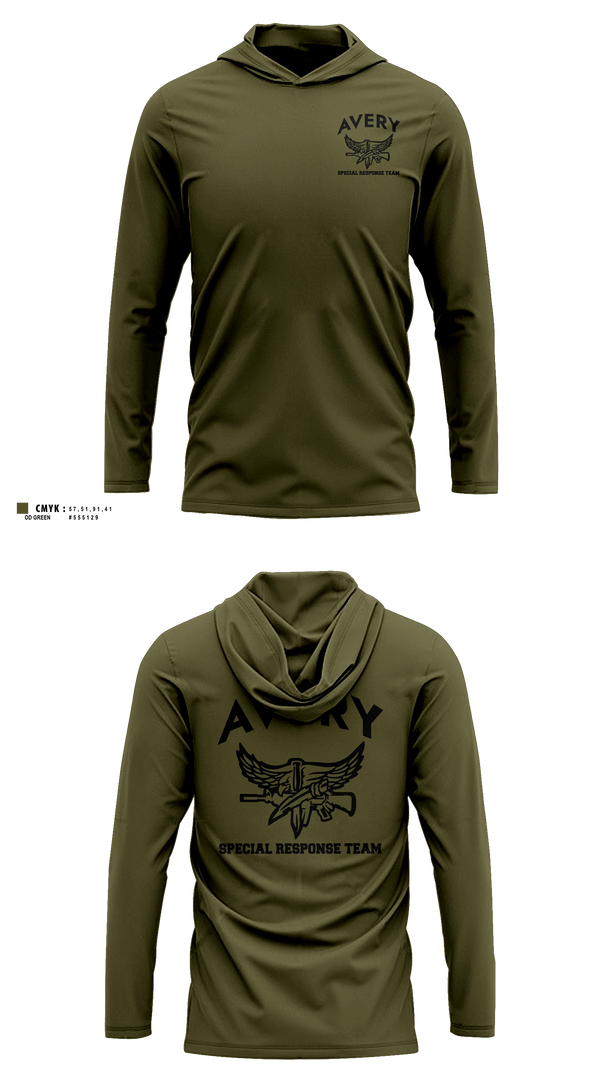 Long Sleeve hooded sunshirt, Avery SRT, Police, Teamtime, Team time, sublimation, custom sports apparel, team uniforms, spirit wear, spiritwear, sports uniforms, custom shirts, team store, custom team store, fundraiser sports, apparel fundraiser