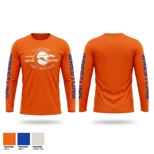 Long Sleeve Performance Shirt, Clayton High School Wrestling, Wrestling, Teamtime, Team time, sublimation, custom sports apparel, team uniforms, spirit wear, spiritwear, sports uniforms, custom shirts, team store, custom team store, fundraiser sports, apparel fundraiser