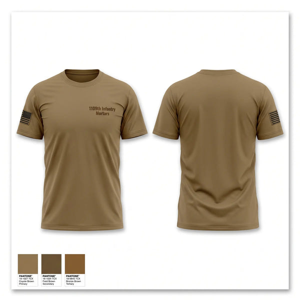 Old School Cotton Feel Shirt, 1/109th Infantry Mortars, National Guard, Teamtime, Team time, sublimation, custom sports apparel, team uniforms, spirit wear, spiritwear, sports uniforms, custom shirts, team store, custom team store, fundraiser sports, apparel fundraiser
