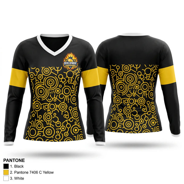 Womens Long Sleeve Vneck Shirt, development independent Football League, Fire Department, Teamtime, Team time, sublimation, custom sports apparel, team uniforms, spirit wear, spiritwear, sports uniforms, custom shirts, team store, custom team store, fundraiser sports, apparel fundraiser
