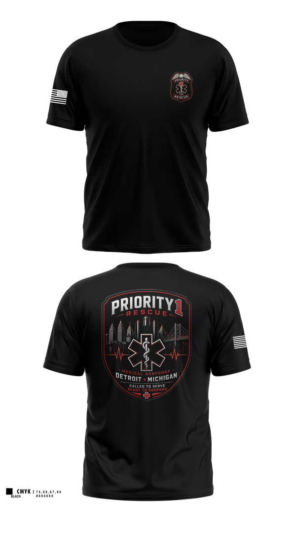 Short Sleeve Performance Shirt, Priority 1 Rescue, EMS/EMT, Teamtime, Team time, sublimation, custom sports apparel, team uniforms, spirit wear, spiritwear, sports uniforms, custom shirts, team store, custom team store, fundraiser sports, apparel fundraiser