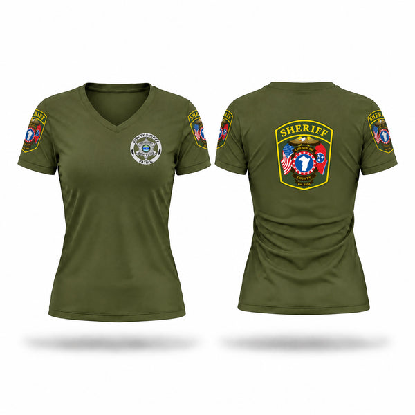 Womens Short Sleeve Vneck Shirt, CHEATHAM COUNTY SHERIFF'S OFFICE, Police, Teamtime, Team time, sublimation, custom sports apparel, team uniforms, spirit wear, spiritwear, sports uniforms, custom shirts, team store, custom team store, fundraiser sports, apparel fundraiser