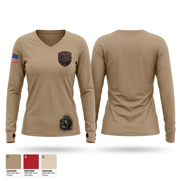 Womens Long Sleeve Vneck Shirt, Salem Fire, Fire Department, Teamtime, Team time, sublimation, custom sports apparel, team uniforms, spirit wear, spiritwear, sports uniforms, custom shirts, team store, custom team store, fundraiser sports, apparel fundraiser