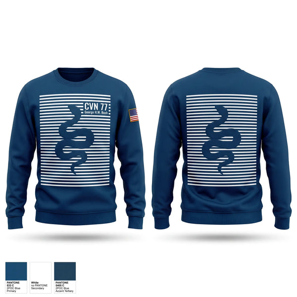 Crew Neck Sweatshirt, CVN 77 George HW. Bush, Navy, Teamtime, Team time, sublimation, custom sports apparel, team uniforms, spirit wear, spiritwear, sports uniforms, custom shirts, team store, custom team store, fundraiser sports, apparel fundraiser